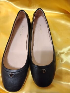 kate spade Black Leather Ballet Flats